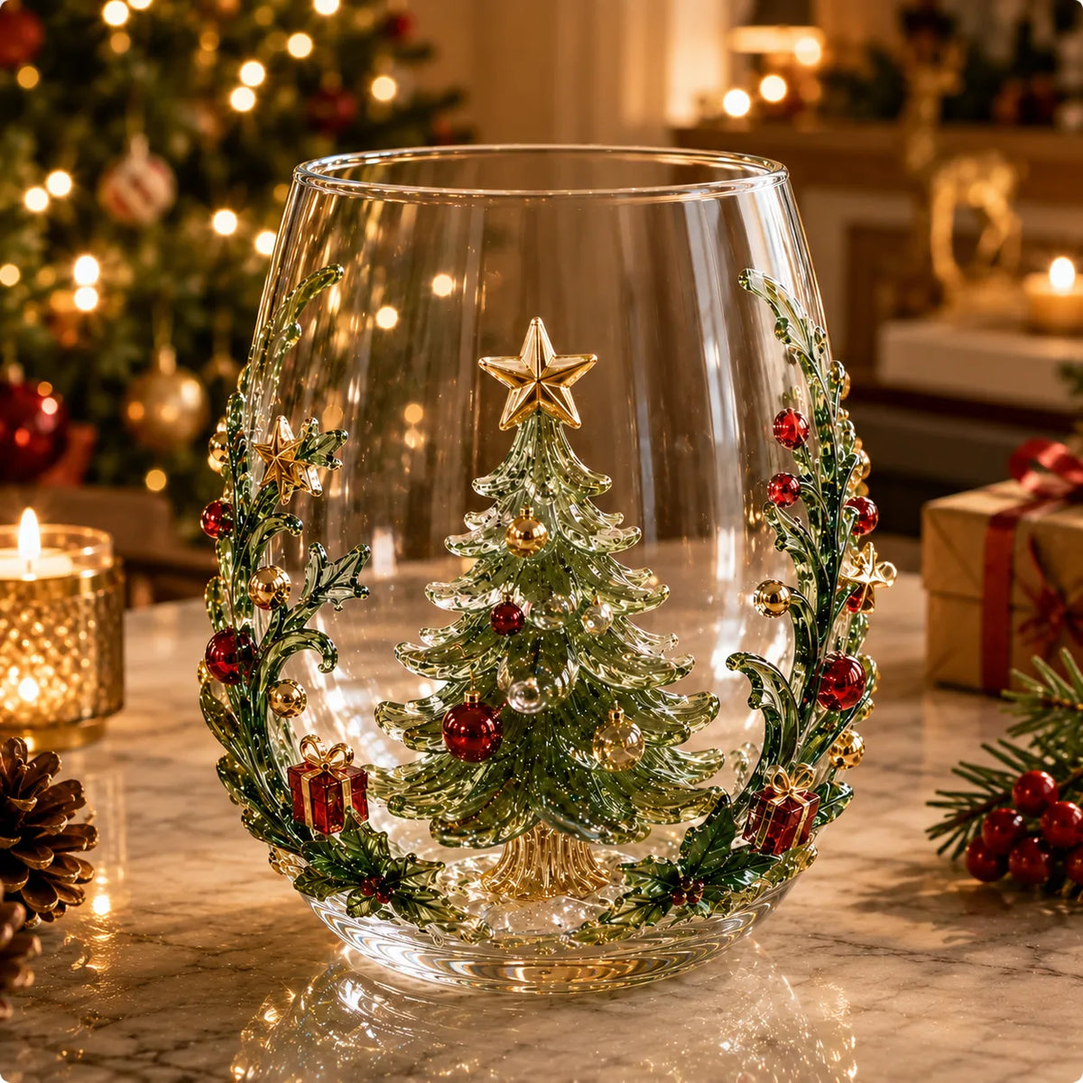 Magical Christmas 3D Glass Cup Collection – 6 Festive Designs