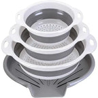 🥗 3-Piece Collapsible Colander Set with Draining Base – Space-Saving Kitchen Strainers for Fruits, Pasta & Vegetables