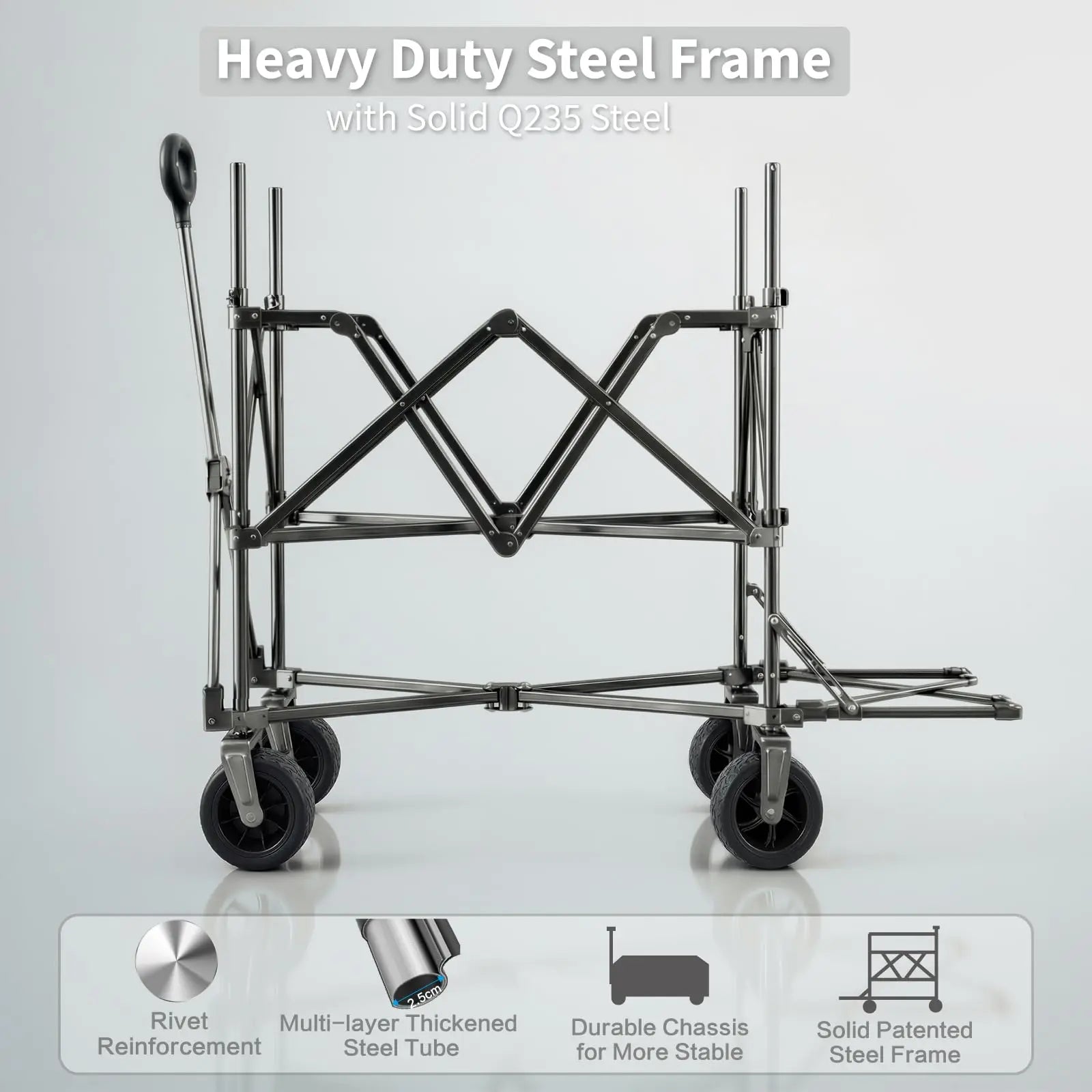 Double-Deck Cart with Storage Net and Rear Guard—560-pound Capacity