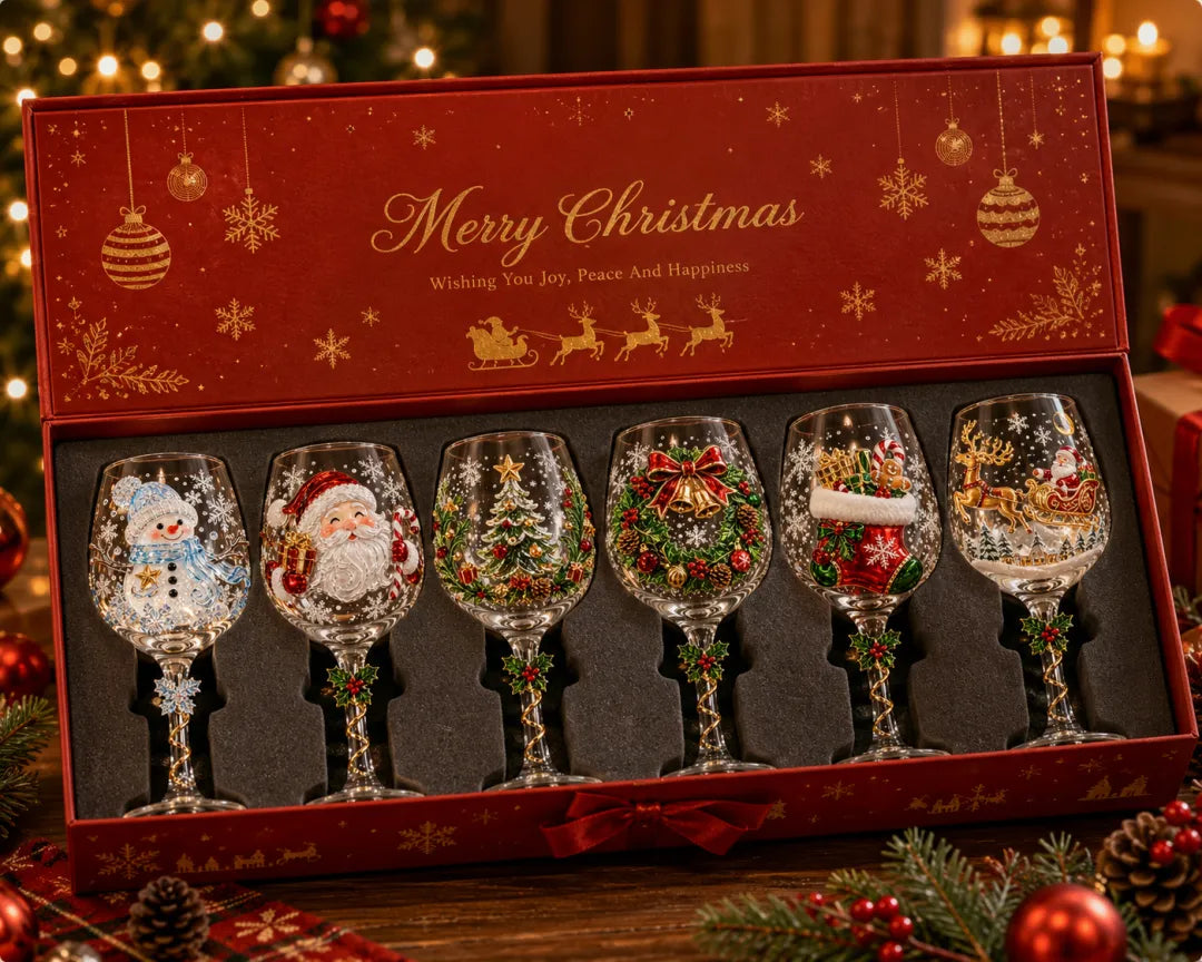 🎁Christmas Wine Glass Collection Gift Box Set✨