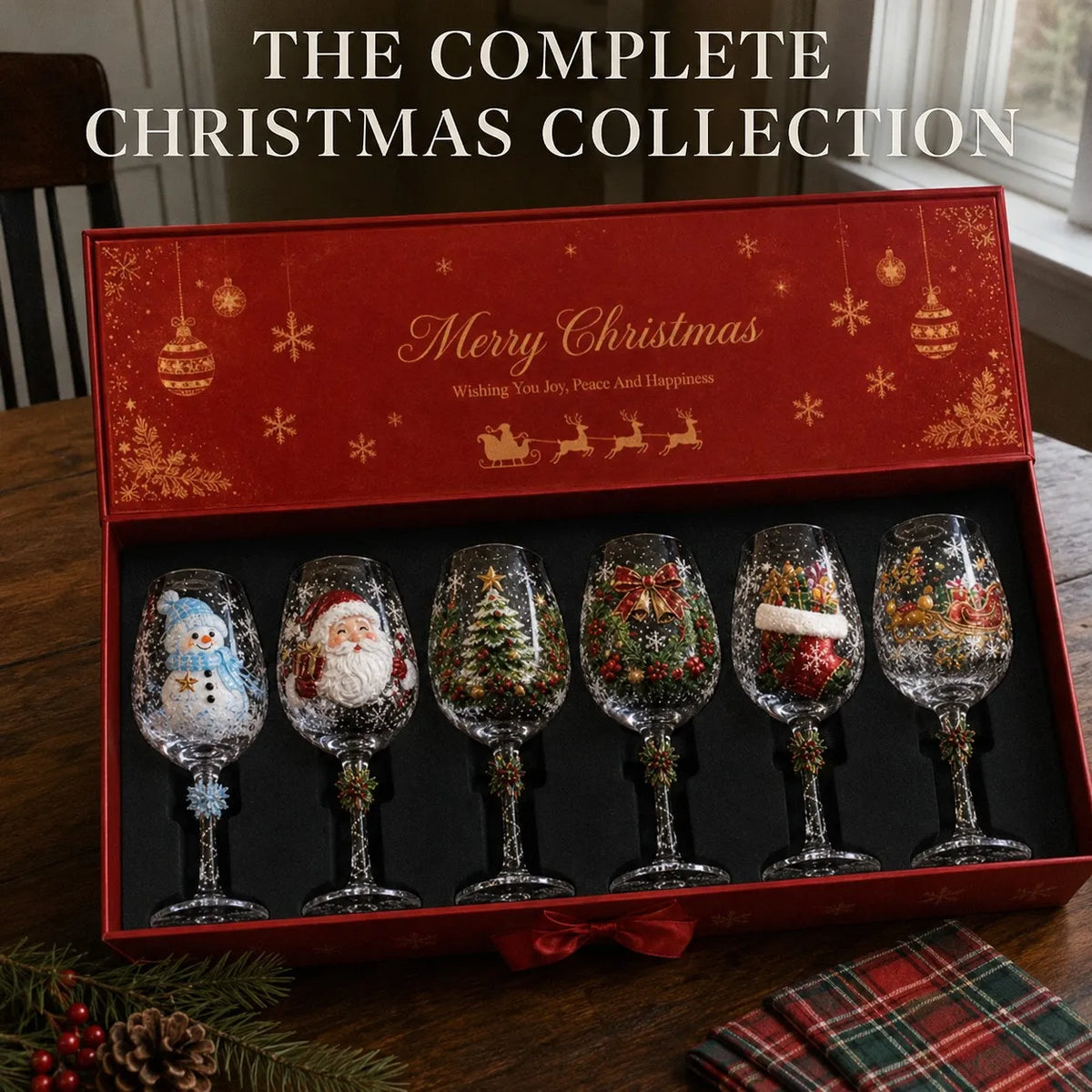 🎁Christmas Wine Glass Collection Gift Box Set✨