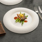 GOSEUNG Matte Pebble-Edge Porcelain Plate — Textured Minimalist Dining Collection