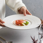 Minimalist Textured Ceramic Dinner Plate – White Modern Tableware