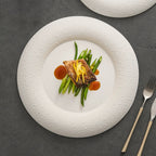GOSEUNG Matte Pebble-Edge Porcelain Plate — Textured Minimalist Dining Collection