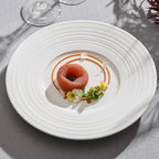 Minimalist Textured Ceramic Dinner Plate – White Modern Tableware