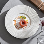 Minimalist Textured Ceramic Dinner Plate – White Modern Tableware