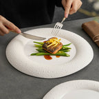 GOSEUNG Matte Pebble-Edge Porcelain Plate — Textured Minimalist Dining Collection