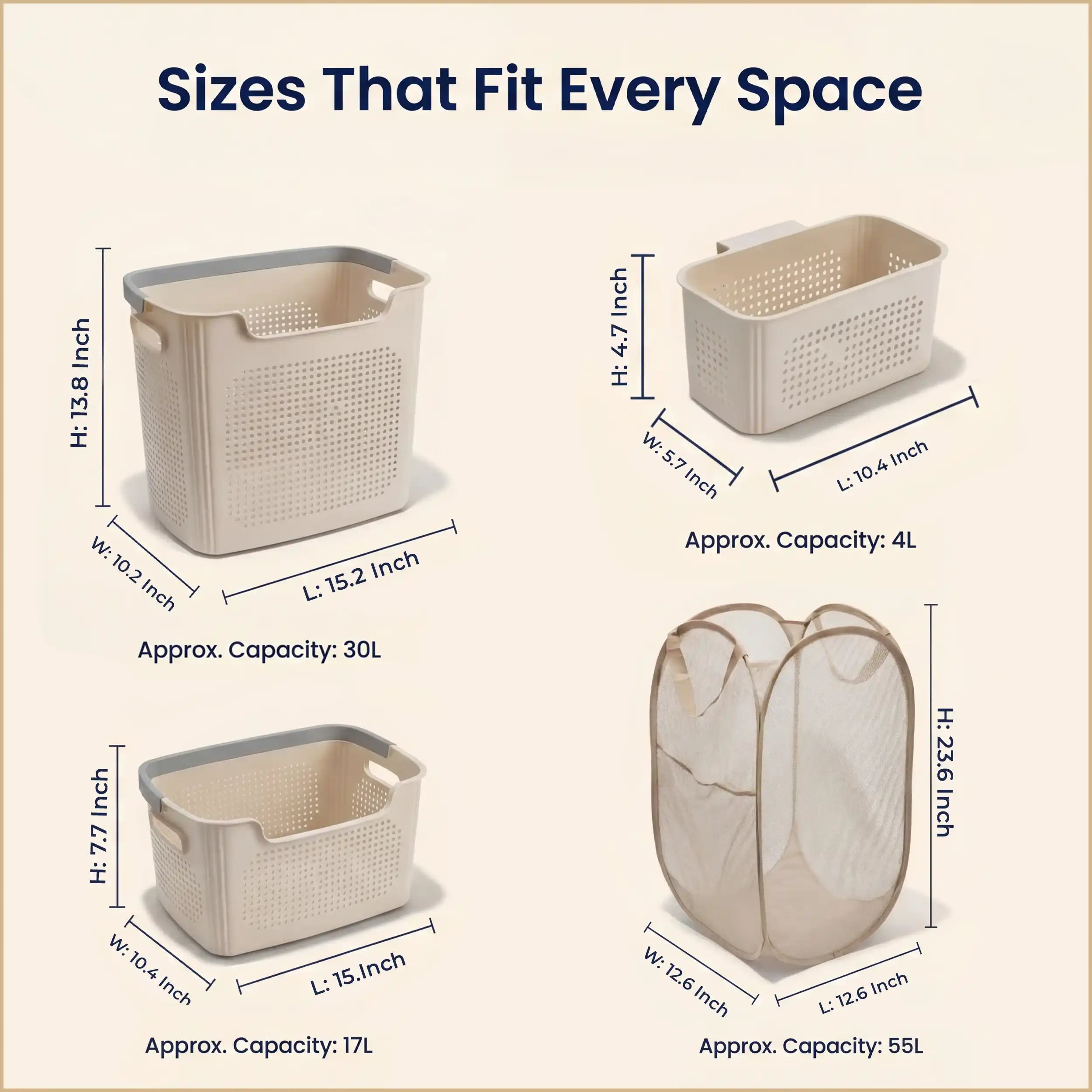 4-Piece Laundry & Storage Basket System