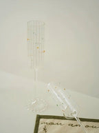 Handblown Rainbow Sprinkles Champagne Flutes Set of 2 Pcs - Whimsical Wine Glasses
