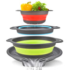 🥗 3-Piece Collapsible Colander Set with Draining Base – Space-Saving Kitchen Strainers for Fruits, Pasta & Vegetables